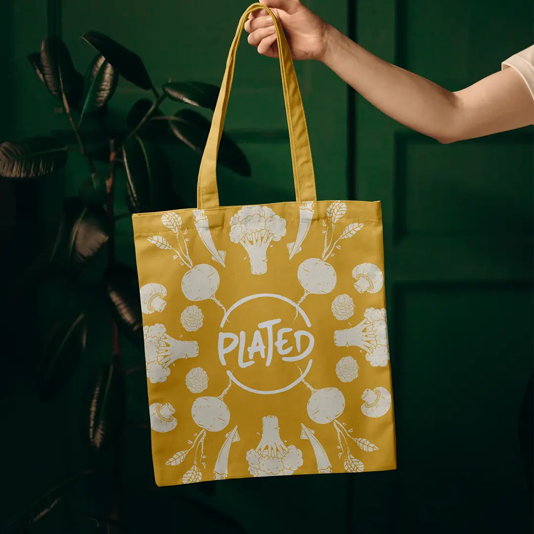Plated vegetable tote bag